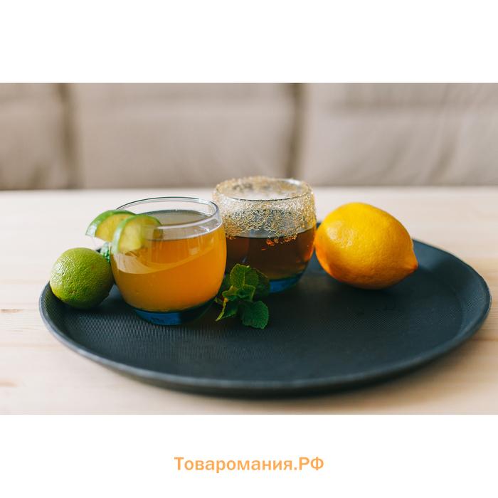 Поднос прорезиненный круглый, d=35 см, чёрный
