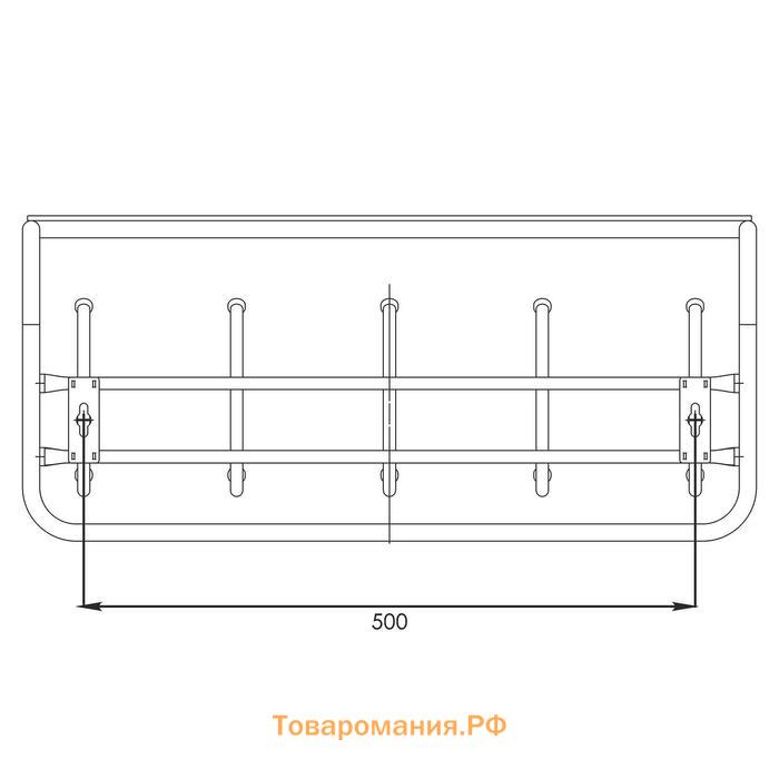 Вешалка настенная, с полкой, 5 крючков, 60 см, коричневая