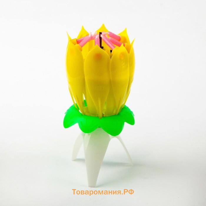 Свеча для торта музыкальная «Тюльпан», жёлтая, 12×5 см