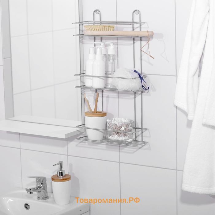 Полка прямоугольная 3-х ярусная, 26,5×10,5×50 см, хром