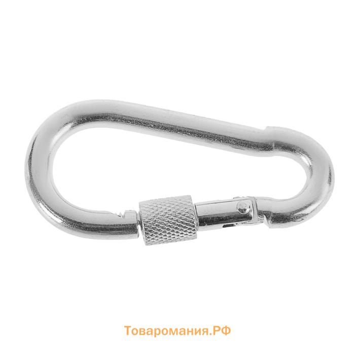 Карабин монтажный с фиксатором ТУНДРА krep, DIN5299D, 8×80 мм, оцинкованный