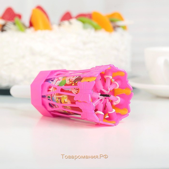 Свеча для торта музыкальная "Цветок", розовая, 15×5 см