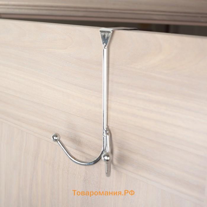 Вешалка на дверь  «Лайт», 2 крючка, 16.5×5×9.5 см, хром