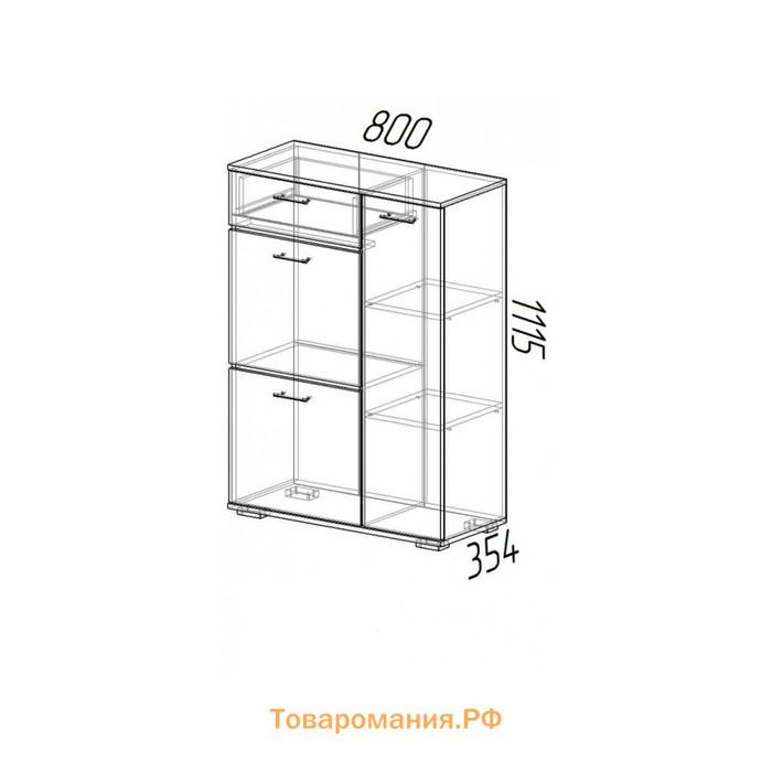Тумба высокая «Ника», 800×354×1115 мм, цвет венге/лоредо