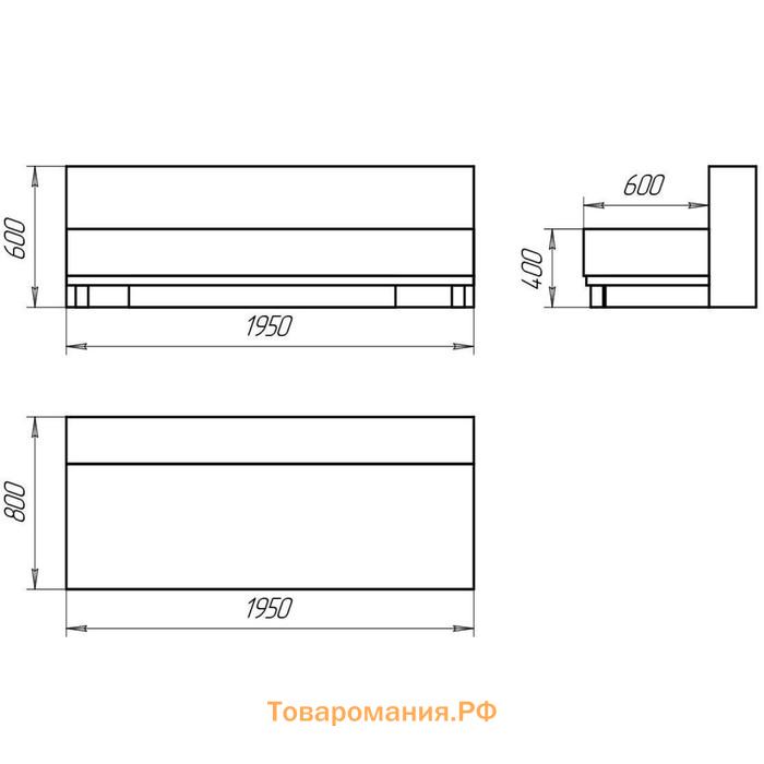 Диван-кровать NEXT, 1200×1950 мм, обивка рогожка, цвет баклажан