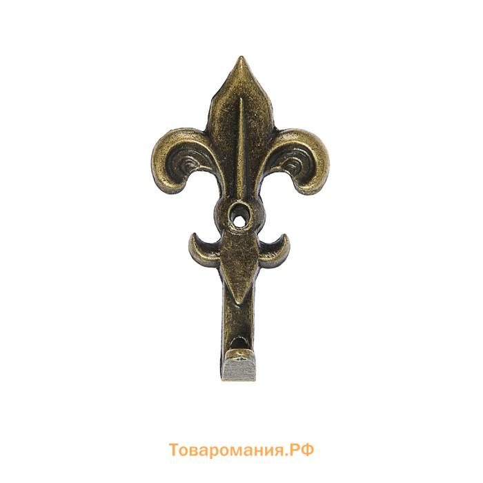 Крючок мебельный ТУНДРА TKO013, однорожковый, бронза, 20 шт.