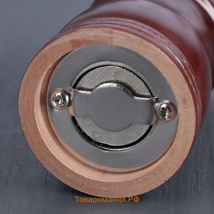 Мельница для специй , 13×4.5 см, металлический механизм, коричневая