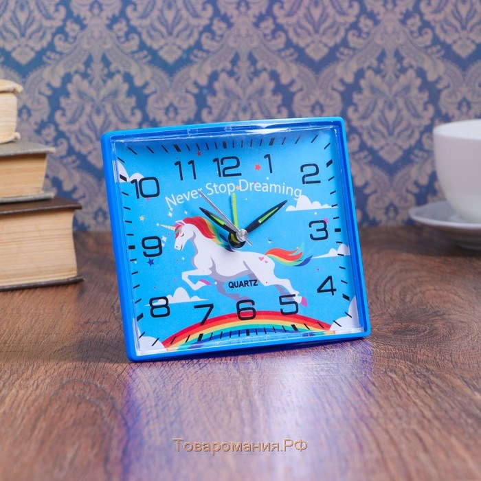 Часы - будильник настольные "Единорог", дискретный ход, 12.5 х 10.5 см, АА
