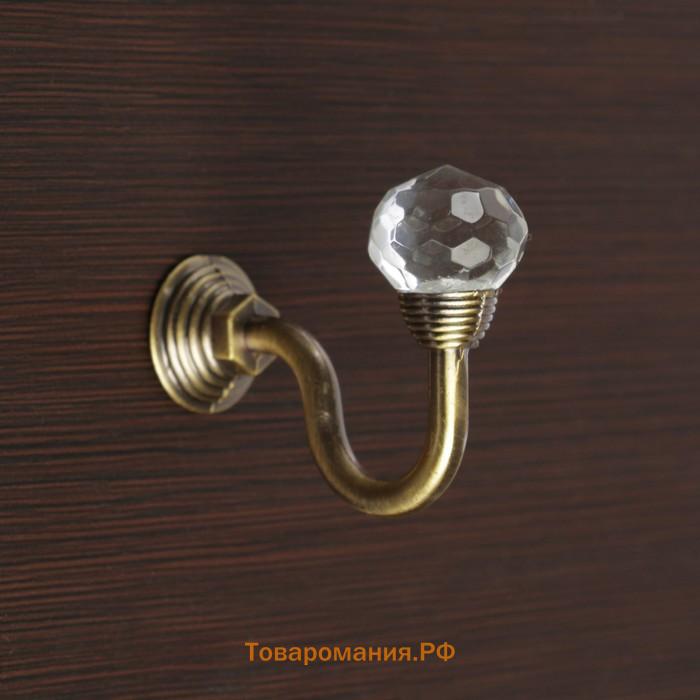Крючок для штор «ТУНДРА» KS007, однорожковый, цвет бронза