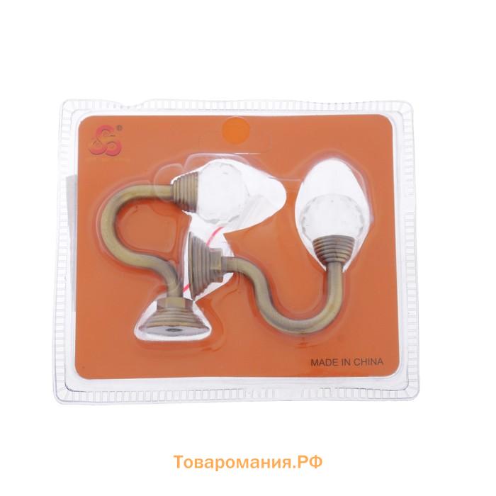 Крючок для штор «ТУНДРА» KS007, однорожковый, цвет бронза