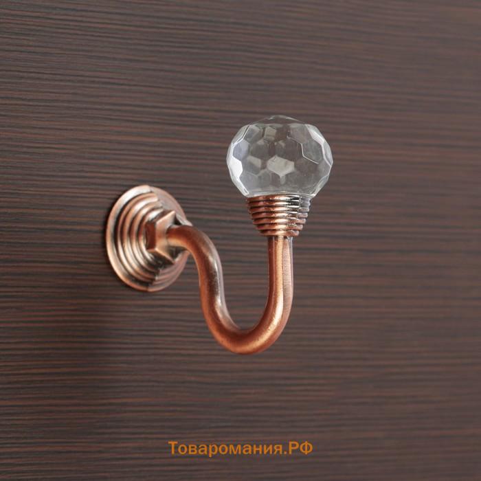Крючок для штор «ТУНДРА» KS007, однорожковый, цвет медь