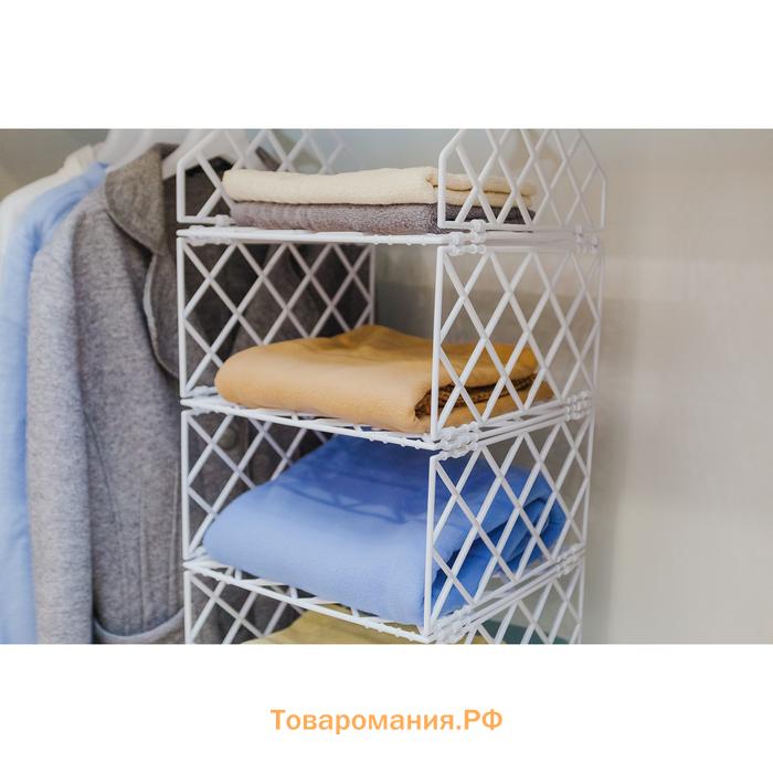 Вешалка - полка, 80×29×29 см, 4 маленькие полки, белая