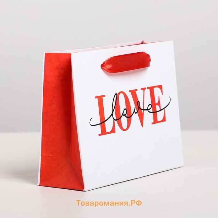 Пакет подарочный ламинированный горизонтальный, упаковка, «LOVE», S 15 x 12 х 5,5 см