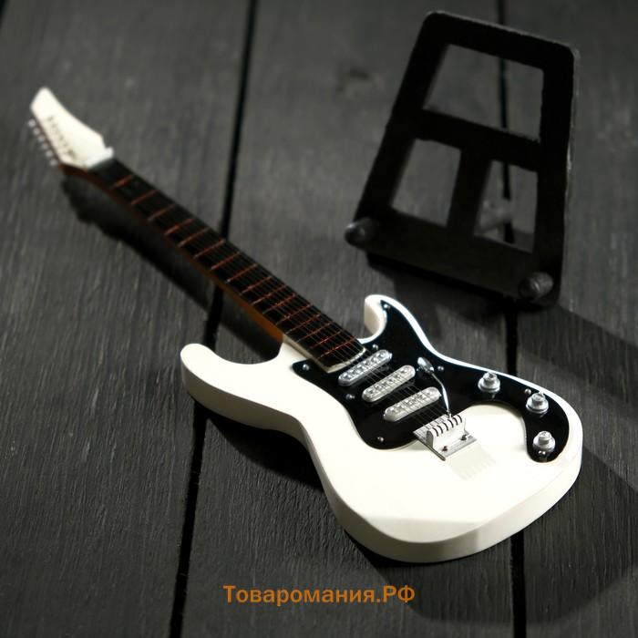 Гитара сувенирная "Ibanez" бело-чёрная, на подставке 24х8х2 см