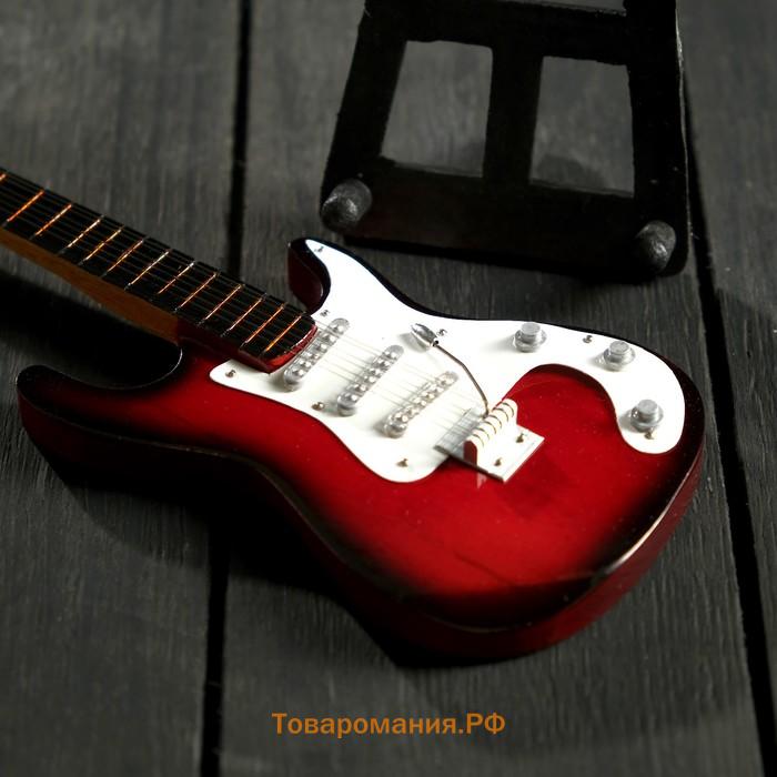 Гитара сувенирная "Ibanez" красно-белая, на подставке 24х8х2 см