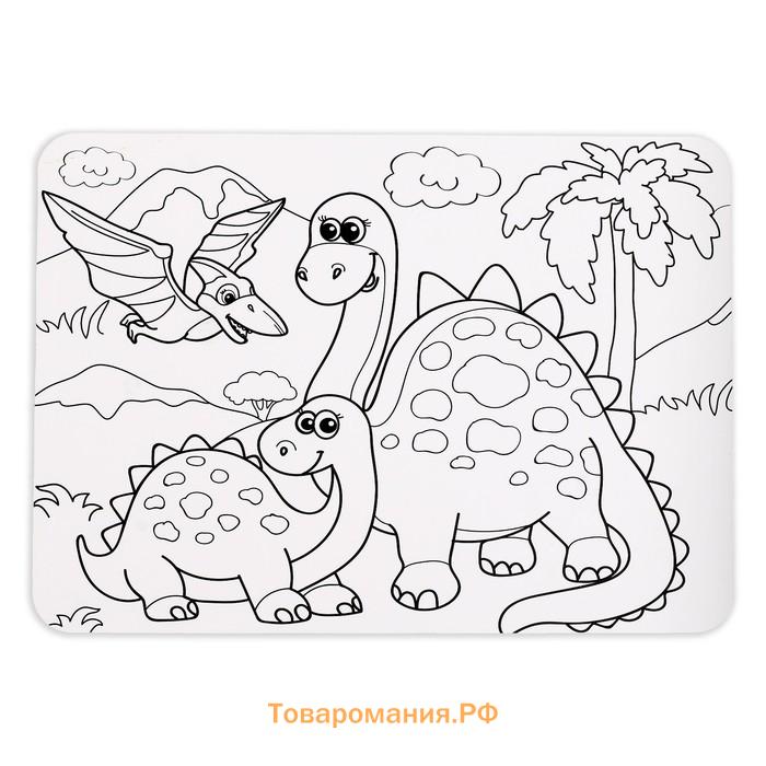 Пазл - раскраска в рамке «Мир динозавров», 34 детали