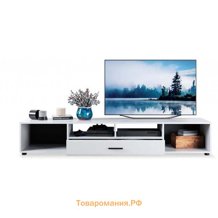 Тумба под ТВ «Ларго», 2000×350×460 мм, МДФ, цвет белый/белый глянец