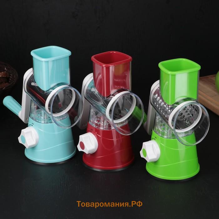 Овощерезка механическая  Mandoline Slicer, 3 насадки, цвет зелёный