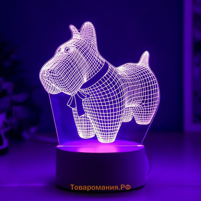 Светильник "Собачка с бантиком" LED RGB от сети RISALUX