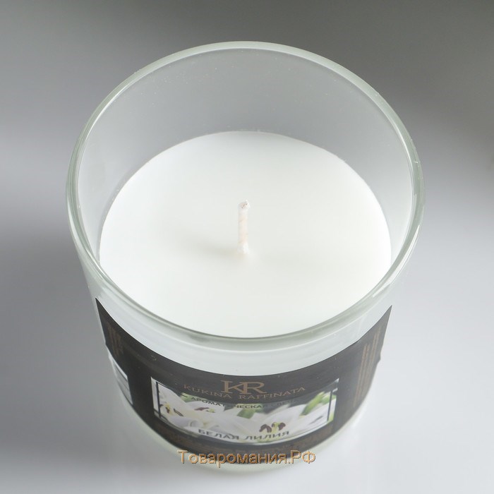 Свеча в гладком стакане ароматизированная "Белая лилия", 8,5 см