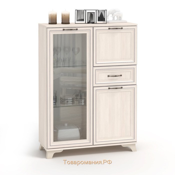 Комод малый со стеклом Мирелла, 358х901х1250, Бодега светлая