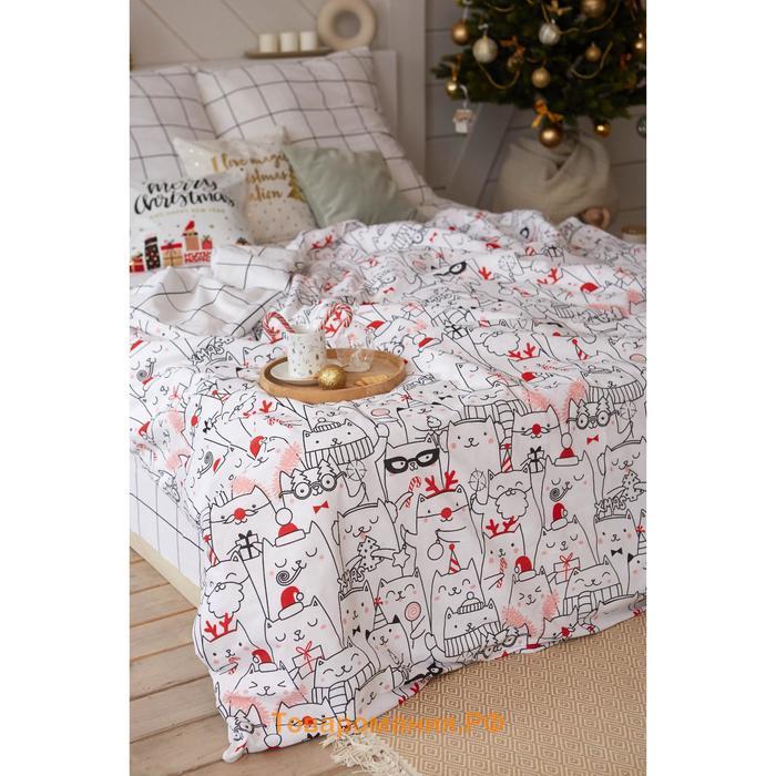 Новый год. Постельное белье  2 сп Xmas cat 175*215 см, 200*220 см, 70*70 см - 2 шт