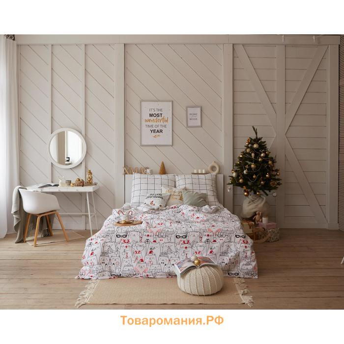 Постельное белье  Дуэт Xmas cat 143*215 см - 2 шт, 240*220 см, 70*70 см - 2 шт