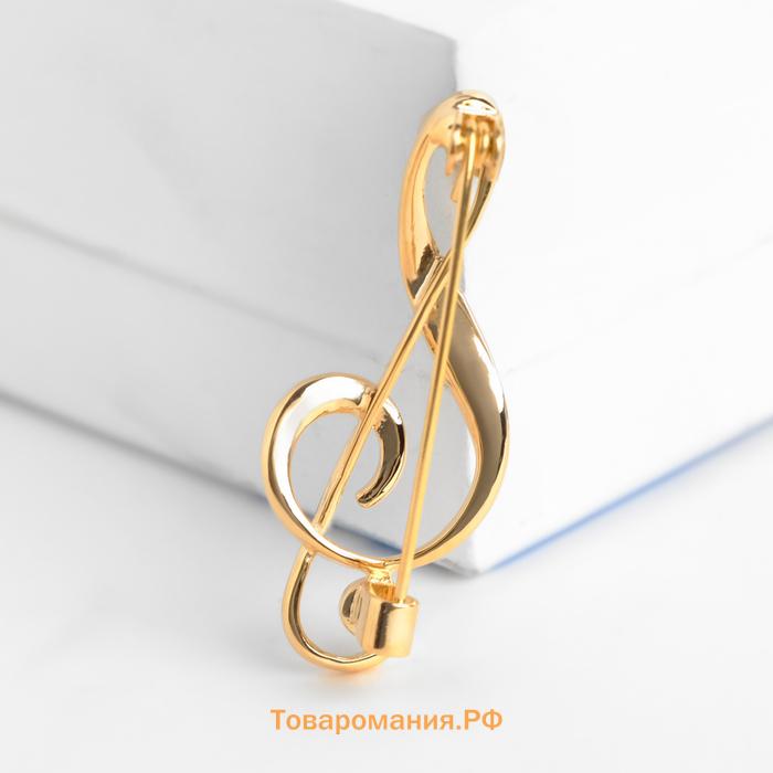 Брошь «Скрипичный ключ» классика, чёрная в золоте