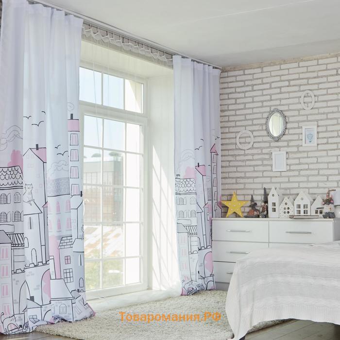 Комплект штор "" Sweet home rose 145*260 см-2 шт, 100% п/э, 140 г/м2