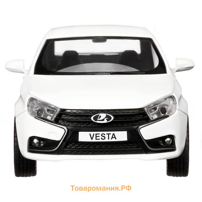 Машина металлическая «Lada Vesta седан», 1:24, цвет белый, открываются двери, капот, багаж, световые и звуковые эффекты