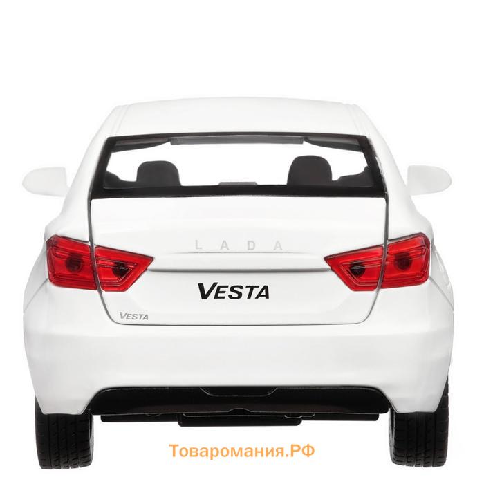 Машина металлическая «Lada Vesta седан», 1:24, цвет белый, открываются двери, капот, багаж, световые и звуковые эффекты