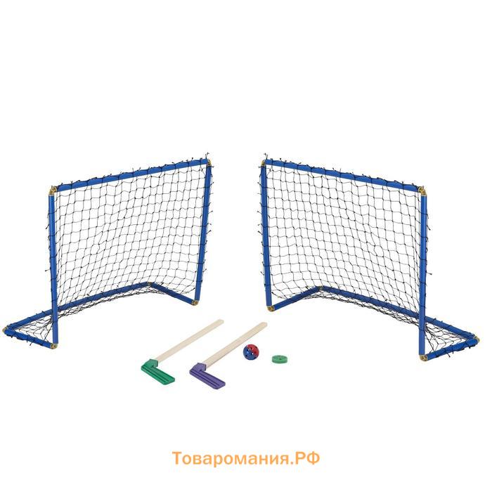 Набор для игры в хоккей (клюшка 2 шт., ворота 2 шт., шайба, мяч), цвет МИКС