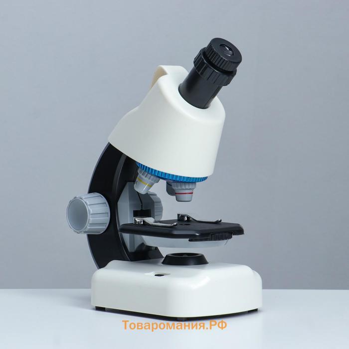 Микроскоп "Юный биолог" кратность до х1200, белый, подсветка
