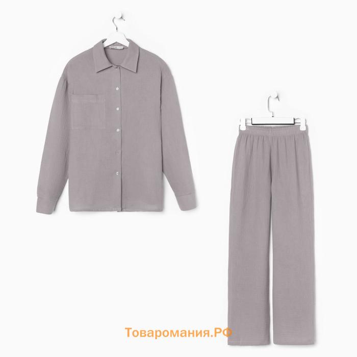 Пижама женская (рубашка и брюки) KAFTAN "Basic" размер 48-50, цвет серый