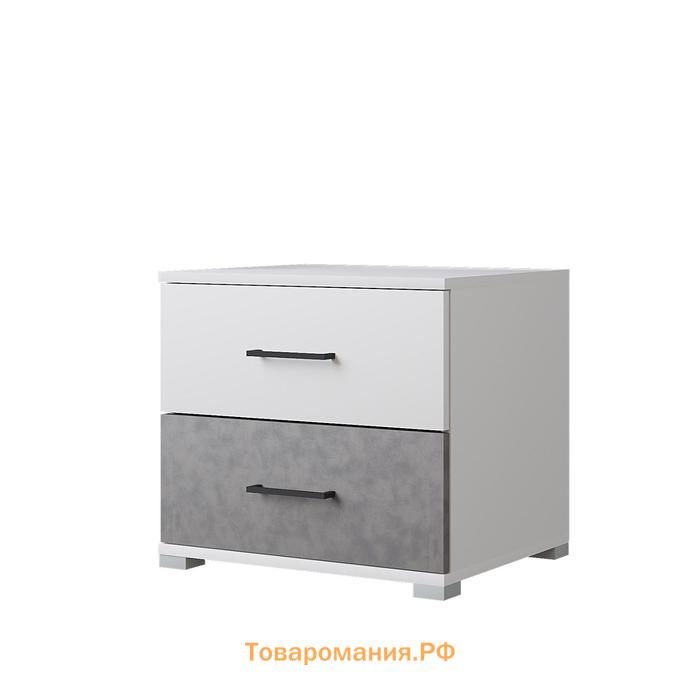 Тумба прикроватная Nova, 500×410×452 мм, цвет белый/бетон