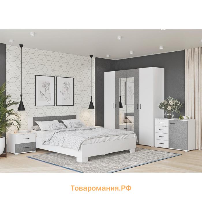 Тумба прикроватная Nova, 500×410×452 мм, цвет белый/бетон