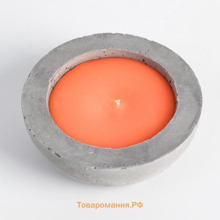 Свеча ароматическая в бетоне "Полусфера", 9х4 см, оранжевый, апельсин и корица