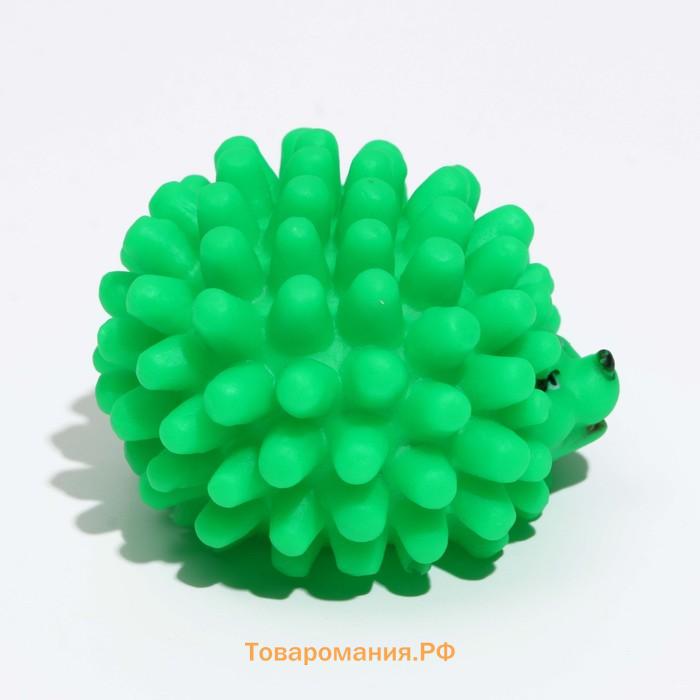 Игрушка пищащая "Ёжик" малый для собак, 6,5 см, зелёная