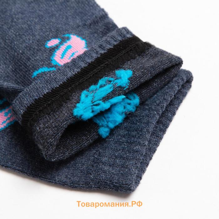 Носки женские с махровым следом, цвет синий, размер 25