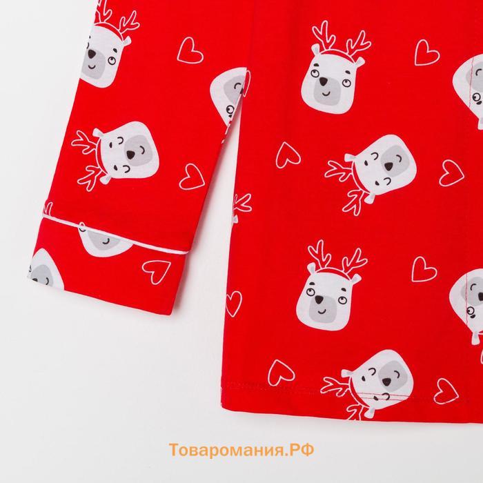 Пижама новогодняя женская (рубашка и брюки) KAFTAN Мишки, цвет красный, размер 52-54