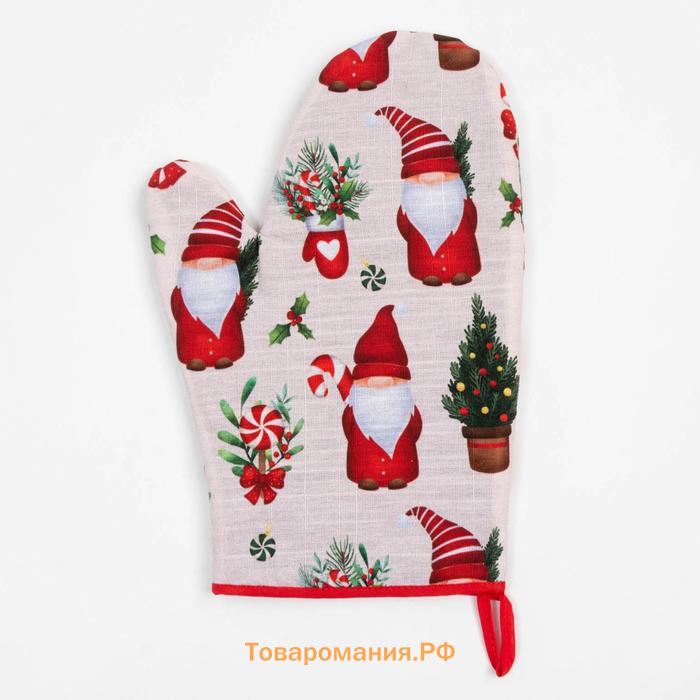 Варежка-прихватка Santa Claus 20х28см, 100% хл, репс 210 г/м2, ватин 250г/м2