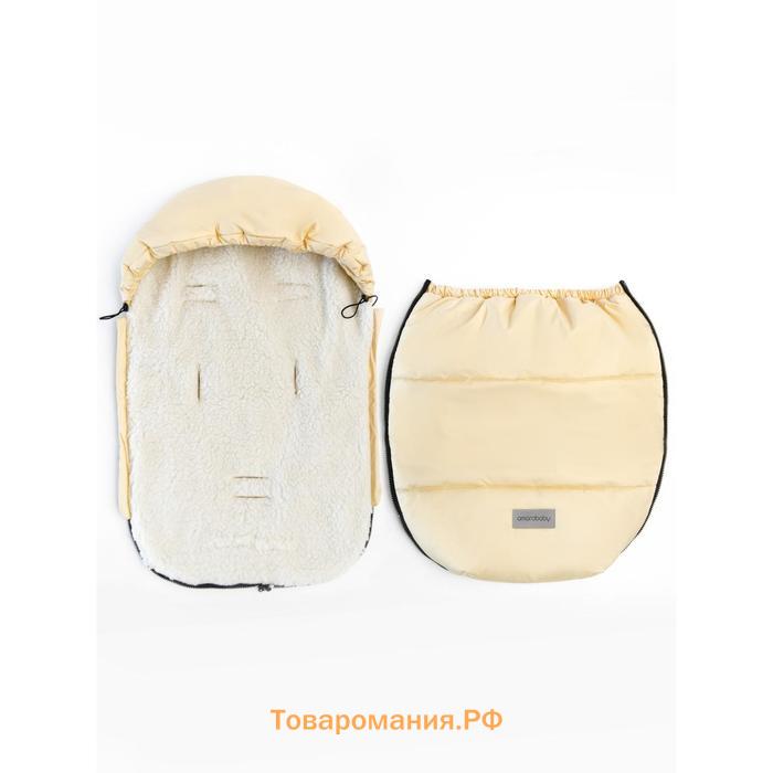 Конверт зимний меховой AmaroBaby Snowy Travel, цвет песочный, 85 см