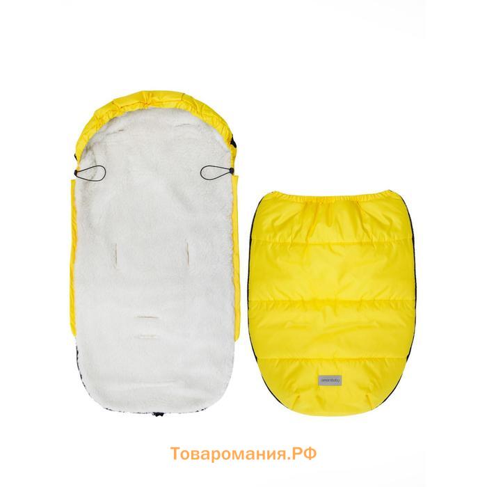 Конверт зимний меховой AmaroBaby Snowy Travel, цвет жёлтый, 105 см