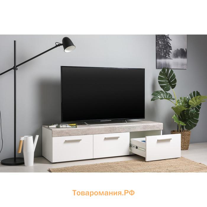 Тумба под ТВ «Петра 13.281», 1384×406×366 мм, цвет белый шагрень / милк софт МДФ