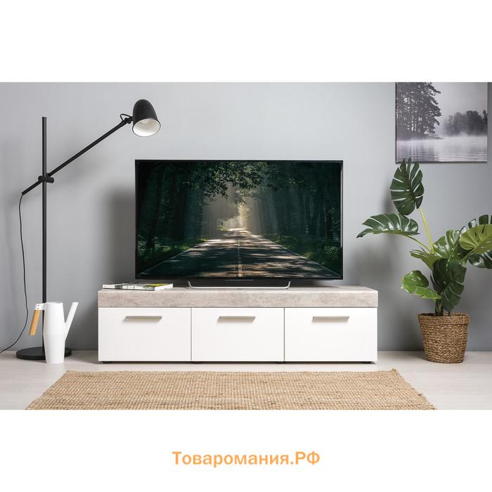 Тумба под ТВ «Петра 13.281», 1384×406×366 мм, цвет белый шагрень / милк софт МДФ