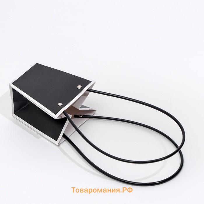 Сумка для цветов чёрная влагостойкая, 12×12 - 8×8 - 12.5 см