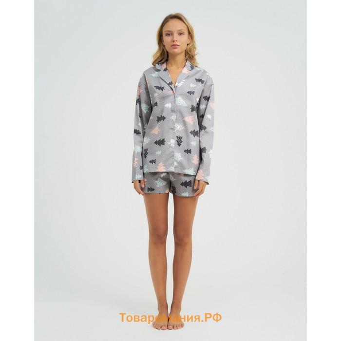 Пижама (рубашка, шорты) женская KAFTAN "Елки", размер 44-46