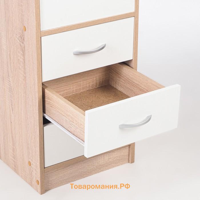 Шкаф пенал Клик мебель, с полками, с ящиками, 400×400×1600 мм цвет дуб сонома/белый