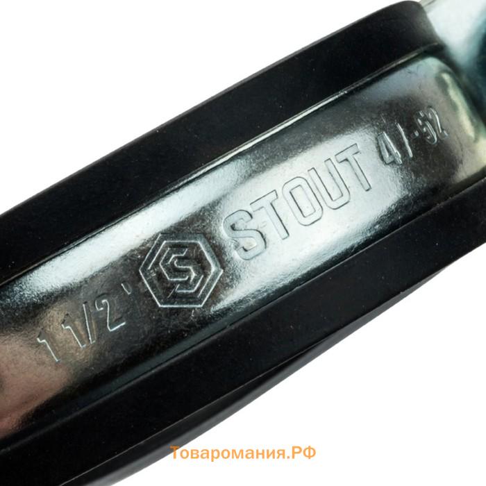 Хомут сантехнический STOUT SAC-0020-100112, 1 1/2", 47-52 мм, шпилька шуруп +дюбель пластик.