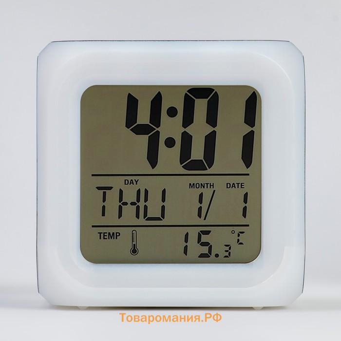 Часы - будильник электронные детские "Зайка" настольные, с подсветкой, 8 х 8 см, ААА 7533414